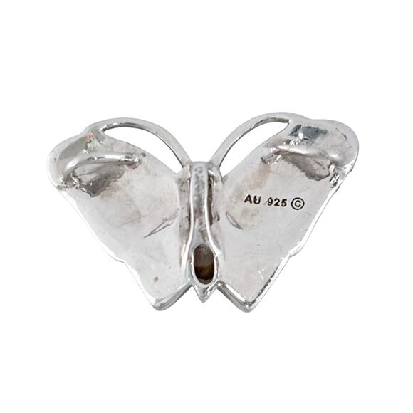 Vintage Sterling Silver 925 Blue Green Crystal Butterfly Pendant - Picture 4 of 7